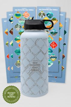 USA national top must-see hike list souvenir travel bottle Rocky Terrain, 100 Stickers, Whiskey Brands, Travel Water Bottle, Matte Powder, Appalachian Mountains, Amazon Gadgets, Bottle Sticker, Water Bottle Stickers