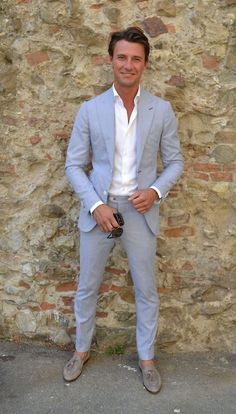 Wedding Suits Men Blue, Wedding Guest Men, Summer Wedding Suits, Terno Slim, Light Blue Suit, Don Pedro, Slim Suit, Traje Casual, Wedding Attire Guest