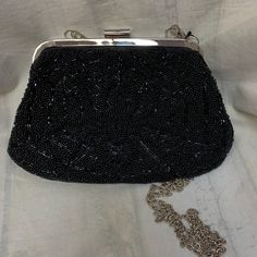 Nwt Lulu Beaded Spider Handbag With Crossbody Chain Strap - Measurements In Pictures - Chain Strap Is Detachable - No Trades - Price Is Firm Elegant Party Bag With Black Beads, Elegant Evening Shoulder Bag With Black Beads, Elegant Evening Bag With Beaded Chain, Spider Handbag, Circle Purse, Brighton Bracelets, Beaded Spiders, Faux Leather Purse, Leather Company