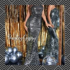 This Stunning Silver And Black Fit And Flare Formal Gown Features An Abstract Print Design That Will Turn Heads. Constructed With Elasticity And Comfort In Mind, It Is Sure To Show Off Your Curves In All The Right Places. Step Up Your Formalwear Style Game With This Elegant Piece! -Silver -Black -Abstract Design -Fit And Flare -Formal Gown Black Tie Formal Prom Trendy Dance Wedding Event Trending Evening Party On Trend Gala Date Romantic Sexy Glamorous High Fashion Premium Quality Brand Red Hoco Dress, Emerald Green Satin Dress, Satin Formal Gown, Custom Made Prom Dress, Tulle Skirt Dress, 2 Piece Prom Dress, Cocktail Prom Dress, Light Blue Prom Dress, Black Tie Formal