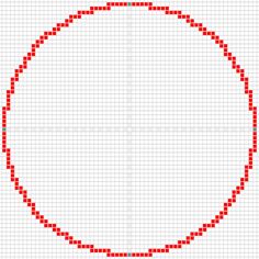 a cross stitch pattern with a red circle in the center on a white paper background