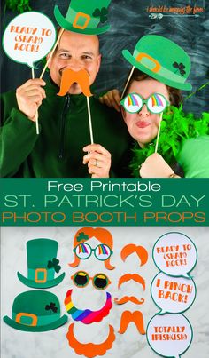 Photo Booth Props Free, Elderly Crafts, Photo Booth Printables, Fete Saint Patrick, St Patricks Day Party, St Patricks Day Crafts, Props Free