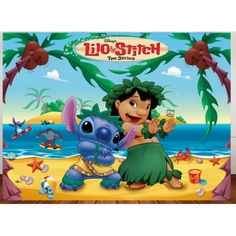 the cartoon character lilo and stitch is holding an elephant