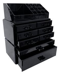 Professional Black Makeup Acrylic Organizer Drawers Acrylic Makeup Storage, Organizer Drawers, Gothic Decor Bedroom, Makeup Drawer Organization, Acrylic Organizer Makeup, Dark Home Decor, Goth Home Decor, Cosmetic Display, Goth Decor