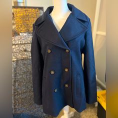 New Without Tags, Beautiful Coat! No Damage Or Anything (Just A Little Lint From My Closet) Really Nice, Warm Coat. Size Large Tall. Navy In Color. Navy Peacoat For Fall, Long Sleeve Fall Peacoat For Work, Navy Long Sleeve Peacoat For Fall, Navy Peacoat With Button Closure, Navy Casual Peacoat For Fall, Navy Long Sleeve Peacoat With Button Closure, Navy Double-breasted Peacoat For Fall, Navy Outerwear With Button Closure For Fall, Navy Outerwear With Double Button Closure For Fall