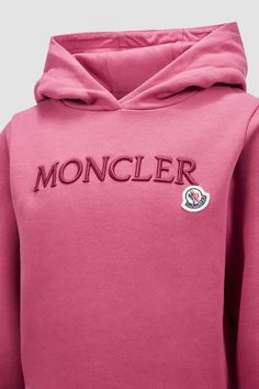 Crafted from cotton fleece, this soft hoodie is easy to wear alone or layer over t-shirts. The hooded sweatshirt is embellished with an embroidered logo. Pink Cotton Hoodie With Logo Detail, Pink Hoodie With Logo For Winter, Pink Winter Hoodie With Logo Detail, Casual Pink Hoodie With Logo Detail, Pink Winter Hoodie With Logo, Pink Long Sleeve Hoodie With Embroidered Logo, Pink Hooded Sweatshirt With Embroidered Logo, Cotton Hooded Top With Logo Detail, Hooded Fleece Sweatshirt With Logo