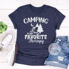 Funny camping shirts make awesome gifts for the adventurer in your life. From our happy camper t-shirt to the cool campfire tees, camp shirts are perfect for people who love to camp. Funny Letter Print T-shirt For Outdoor, Funny Print T-shirt For Outdoor Activities, Graphic Tee With Text Print For Camping, Funny Text Short Sleeve T-shirt For Outdoor, Casual Outdoor T-shirt With Funny Text, Funny Camping Shirts, Camping Necessities, Camping Shirts Funny, Camp Shirts