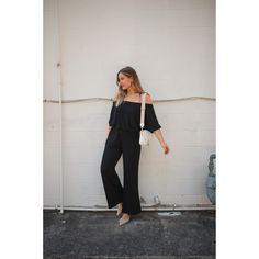 Our Joy Off-the-shoulder Jumpsuit with pockets is all you need to make a fashion statement at any occasion. This jumpsuit features a flattering off-the-shoulder neckline that adds a touch of femininity and elegance. The wide leg design not only elongates your silhouette but also ensures a comfortable and relaxed fit. Dress it up with statement accessories and heels for a night out on the town, or pair it with sneakers and a denim jacket for a more casual, daytime look. The possibilities are endl Casual One Shoulder Jumpsuits And Rompers For Day Out, Casual One-shoulder Jumpsuits And Rompers For Day Out, Chic Off-shoulder Jumpsuits And Rompers For Spring, Casual Off-shoulder Jumpsuit For Day Out, Chic Off-shoulder Jumpsuits And Rompers For Going Out, Black Casual Strapless Jumpsuit For Work, Casual Off-shoulder Jumpsuits And Rompers For Night Out, Chic Off-shoulder Jumpsuits And Rompers For Day Out, Chic Strapless Overall Jumpsuit For Day Out