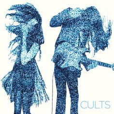 two people standing next to each other in front of a blue background with the words cultts on it