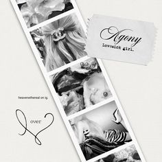 a couple of pictures that are on top of a bookmark with the word love written in it