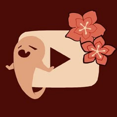 an animated video player with flowers in the background