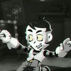 a cartoon character is holding something in his hand