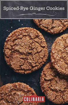 spiced - rye ginger cookies on a baking sheet with the title overlayed