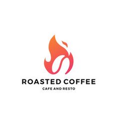 the logo for roasted coffee cafe and resto, which is designed to look like a flame