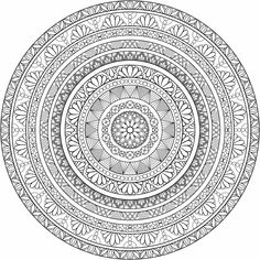 a black and white circular design with an intricate pattern in the middle, on a white background