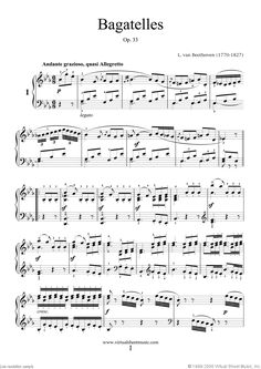 the sheet music page for bagatelles