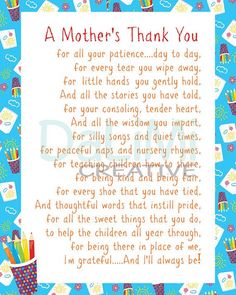 a mother's thank for her child