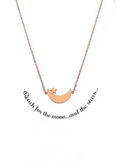 Moon Star necklace, 14K 9K Solid gold necklace, Dainty gold necklace, Crescent moon necklace, Star necklace, Rose gold moon star, Gift for women, 9K Moon and star necklace Beautiful and delicate necklace with a crescent moon and star charm made in 14K or 9K solid gold. Remember to reach Celestial Rose Gold Necklace With Moon Charm, Personalized Crescent Celestial Necklace, Celestial Crescent Rose Gold Necklace, Moon Star Necklace, Gold Necklace Dainty, Moon And Star Necklace, Crescent Moon And Star, Jewelry Layering, Necklace Star