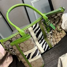 Authentic Coach Handbag And Matching Wallet Gently Used. Dust Bag Included. Smoke Free, Pet Free Home. Coach Handbag, Green Brown, Coach Handbags, Green And Brown, Coach Bags, Shoulder Bags, Dust Bag, Bag Lady, Wallet