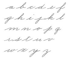 the cursive alphabet is shown in black ink