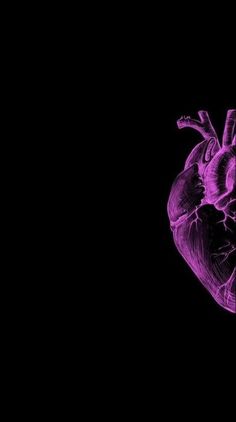 a purple heart on a black background