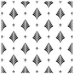 an abstract black and white pattern with leaves on the bottom, in square formats