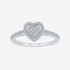 Ring Style: Cluster Rings, Halo RingsDiamond Clarity: I3Setting: ProngShape: HeartStone Cut: RoundDiamond Color: JMetal Color: WhiteRing Gallery Height: 3.5mmRounded Carat Weight: 1/4 Ct. T.w.Band Width: 2mmCare: Wipe CleanStone Type: 45 Natural DiamondAuthenticity: Natural DiamondBirthstone: April BirthstoneMetal: 10k White GoldCountry of Origin: Imported White Gold Heart Cut Halo Ring For Anniversary, White Gold Heart-shaped Promise Diamond Ring, Brilliant Cut Heart Ring For Valentine's Day Promise, Heart Shaped Brilliant Cut Promise Ring, Brilliant Cut Heart Shaped Promise Ring, Heart-shaped Brilliant Cut Promise Ring, Heart Shaped White Gold Promise Ring, Fine Jewelry Rings With Brilliant Cut For Valentine's Day, Valentine's Day Fine Jewelry Rings With Brilliant Cut