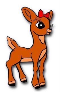 a cartoon deer with a bow on its head