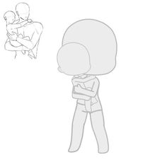 a drawing of a person holding a baby in their arms, and the outline is shown below