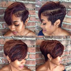 Burgundy Pixie, Short Pixie Cut, Relaxed Hair, Short Hair Styles Pixie