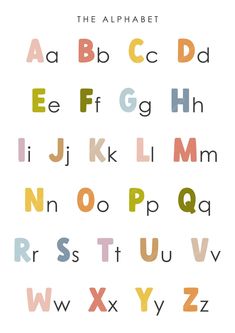 the alphabet is made up of different letters and numbers, including one letter in multi - colored