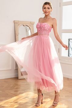 Fitted Spring Ball Gown With Sweetheart Neckline, Strapless Lace Evening Dress For Banquet, Fitted Tulle Bridesmaid Dress For Evening, Summer Wedding Evening Dress With Lined Bodice, Pink Wedding Dress With Sheer Bodice, Pink Strapless Gown For Banquet, Summer Prom Evening Dress With Lined Bodice, Spring Prom Ball Gown, Strapless Princess Ball Gown For Prom