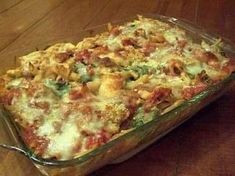 a casserole dish on a wooden table