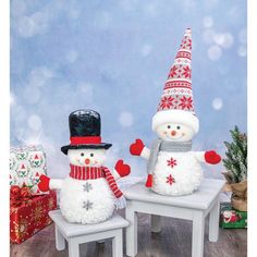 Cozy Scarf Snowman Sitters - 12465 - short hat - The Wreath Shop Make Your Own Wreath, Tall Hat, Wreath Making Supplies, Stocking Hat, Cozy Scarf, Wreath Making, Wreath Ideas, Wearing Red, Red And Grey