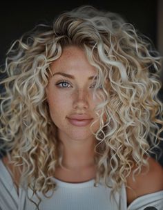 Discover the best hairstyles for curls. From short curly bobs to layered cuts, find 25 stunning curly hairstyles that enhance your natural texture and beauty. Hairstyles With Permed Hair, Naturally Curly Hair Blonde Balayage, Curly Hair Color Ideas Blonde, Curly Perm Women, Blonde Highlights On Curly Natural Hair, Natural Curly Hair With Blonde Highlights, Curly Hairstyles Blonde Natural Curls, Big Blonde Curly Hair