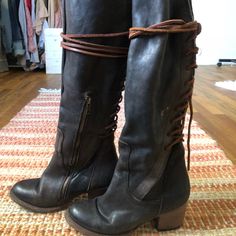 Slightly Worn Tall Black Freebird Cosmo Boots Tall Black Boots, Black Boots Tall, Free People Shoes, Free People Black, Wedge Boots, Shoes Heels Boots, Wedge Boot, Shoes Women Heels, Black Boots