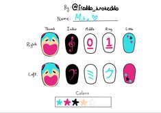 hatsune miku nail design by me!  explanation japanese kanji: 初音 - ミク (hatsune - miku) feedback is welcome! TIP: for the beige nail polish, you might be able to leave your nail unpainted, so you only need 4 colours! Usahana Nails, Splatoon Nails, Hatsune Miku Nails, Miku Nails, Nail Design Template, Beige Nail Polish, Beige Nail, Beachy Nails, Band Nails