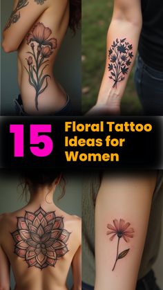 Floral Tattoo Ideas for Women Types Of Flowers Tattoo, Ornamental Floral Tattoo, Floral Tatoos, Tattoo Ideas Dainty, Flower Tattoo Ideas, Tasteful Tattoos, Forearm Tattoo Women