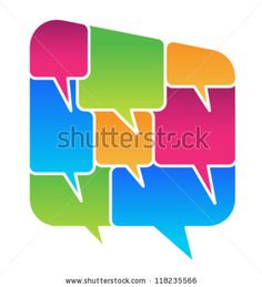 three speech bubbles with different colors