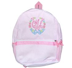 Light pink fullsize embroidered Backpack Pink Spring Backpack, Pink Standard Backpack For Spring, Embroidered Backpack, Pink Seersucker, Backpack Purse, Light Pink, Accessory Gift, Pet Supplies, Display Homes