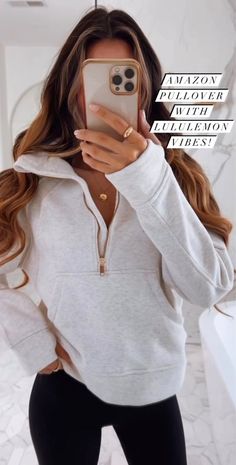 Womens Half Zip Pullover, Inexpensive Clothes, Pullover Outfit, Athleisure Outfits, Outfit Combinations, Mode Inspo, Half Zip Pullover, Athletic Outfits, Mom Outfits