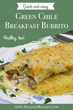 green chile breakfast burrito on a plate