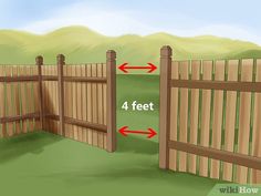 a wooden fence with four feet and 4 feet in the same direction, showing how to cut