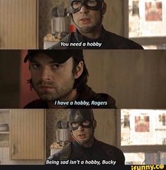 the avengers movie quote that says, you need a hobby i have a hobby, roger