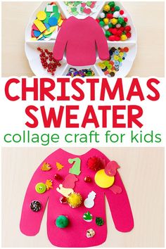 Ugly Christmas Sweater Craft, Art Activity For Kids, Fun Collage, Collage Craft, December Crafts, Christmas Crafts For Kids To Make