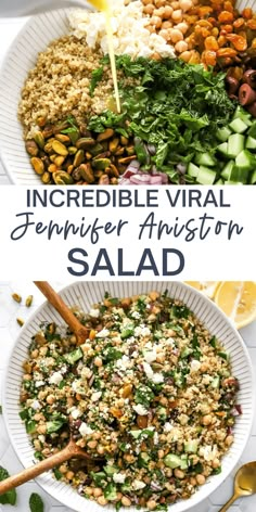 an image of a salad in a bowl with the words incredible virtual jenny annistoon salad