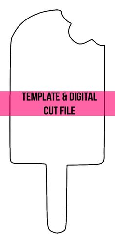 an ice cream scoop with the words template and cut file in pink on it's side