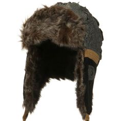 Winter Vintage Trooper Hat Brown Hat With Faux Fur Lining And Ear Flaps, Adjustable Brown Fur Felt Hat, Classic Brown Fur Felt Hat, Vintage Fitted Fur Felt Top Hat, Trooper Hat, Vintage Brown Fur Felt Hat, Indie Design, Faux Fur, Black And Grey