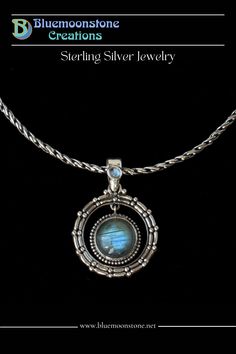 Sterling Silver Labradorite Necklace Balinese Design, Balinese Style, Moonstone Necklace, Balinese, Style Necklace