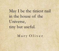 mary ollverr quote about the house of the universale, tiny but useful